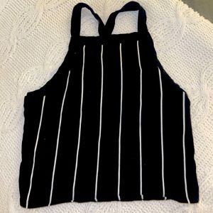WOMENS BLACK AND WHITE PIN STRIPE CROP TOP